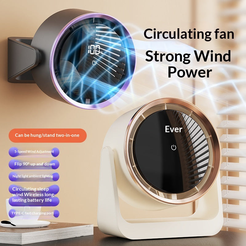 Mini USB Desk Fan With Dormitory Table Lamp And Digital Display